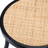 NNEED 2PCS Dining Chair Solid Wooden Ratan Seat Black