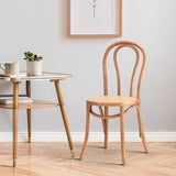 NNEED Dining Chair Solid Wooden Chairs Ratan Seat Beige