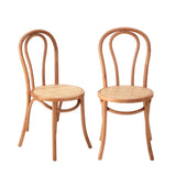 NNEED 2PCS Dining Chair Solid Wooden Ratan Seat Beige