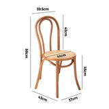 NNEED 2PCS Dining Chair Solid Wooden Ratan Seat Beige