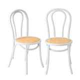 NNEED 2PCS Wooden Dining Chair Ratan Seat White