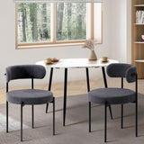 NNEED 2x Dining Chair Boucle Seat Backrest Dark Grey