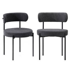 NNEED 2x Dining Chair Boucle Seat Backrest Dark Grey