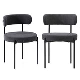NNEED 2x Dining Chair Boucle Seat Backrest Dark Grey