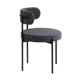 NNEED 2x Dining Chair Boucle Seat Backrest Dark Grey