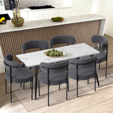 NNEED 2x Dining Chair Boucle Seat Backrest Dark Grey