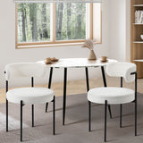 NNEED 2x Dining Chair Boucle Seats Backrest White