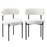 NNEED 2x Dining Chair Boucle Seats Backrest White