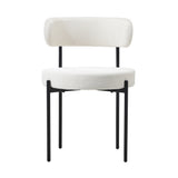 NNEED 2x Dining Chair Boucle Seats Backrest White