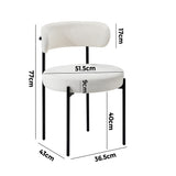 NNEED 2x Dining Chair Boucle Seats Backrest White