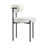 NNEED 2x Dining Chair Boucle Seats Backrest White