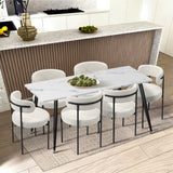 NNEED 2x Dining Chair Boucle Seats Backrest White