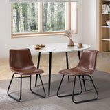 NNEED 2x Dining Chairs Lounge Retro Padded Seat PU Brown