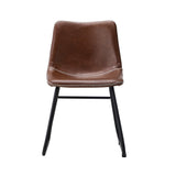 NNEED 2x Dining Chairs Lounge Retro Padded Seat PU Brown