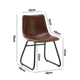 NNEED 2x Dining Chairs Lounge Retro Padded Seat PU Brown