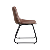 NNEED 2x Dining Chairs Lounge Retro Padded Seat PU Brown