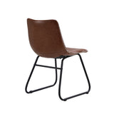 NNEED 2x Dining Chairs Lounge Retro Padded Seat PU Brown