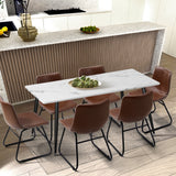 NNEED 2x Dining Chairs Lounge Retro Padded Seat PU Brown