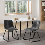 NNEED 2x Dining Chairs Lounge Retro Padded Seat PU Grey