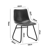 NNEED 2x Dining Chairs Lounge Retro Padded Seat PU Grey