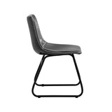 NNEED 2x Dining Chairs Lounge Retro Padded Seat PU Grey
