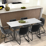 NNEED 2x Dining Chairs Lounge Retro Padded Seat PU Grey