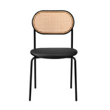 NNEED 2PCS Rattan Dining Chair PU Leather Black