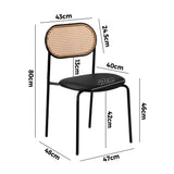 NNEED 2PCS Rattan Dining Chair PU Leather Black