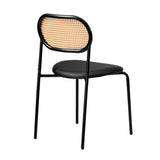 NNEED 2PCS Rattan Dining Chair PU Leather Black
