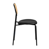 NNEED 2PCS Rattan Dining Chair PU Leather Black