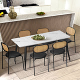 NNEED 2PCS Rattan Dining Chair PU Leather Black