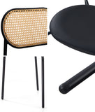NNEED 2PCS Rattan Dining Chair PU Leather Black
