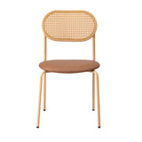 NNEED 2PCS Dining Chair Rattan PU Leather Brown
