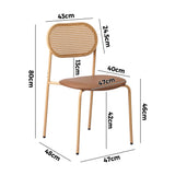 NNEED 2PCS Dining Chair Rattan PU Leather Brown