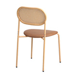 NNEED 2PCS Dining Chair Rattan PU Leather Brown