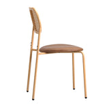 NNEED 2PCS Dining Chair Rattan PU Leather Brown