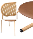 NNEED 2PCS Dining Chair Rattan PU Leather Brown