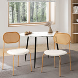 NNEED 2PCS Rattan Dining Chair Sherpa White