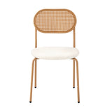 NNEED 2PCS Rattan Dining Chair Sherpa White