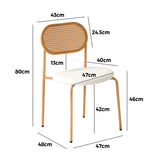 NNEED 2PCS Rattan Dining Chair Sherpa White