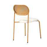 NNEED 2PCS Rattan Dining Chair Sherpa White