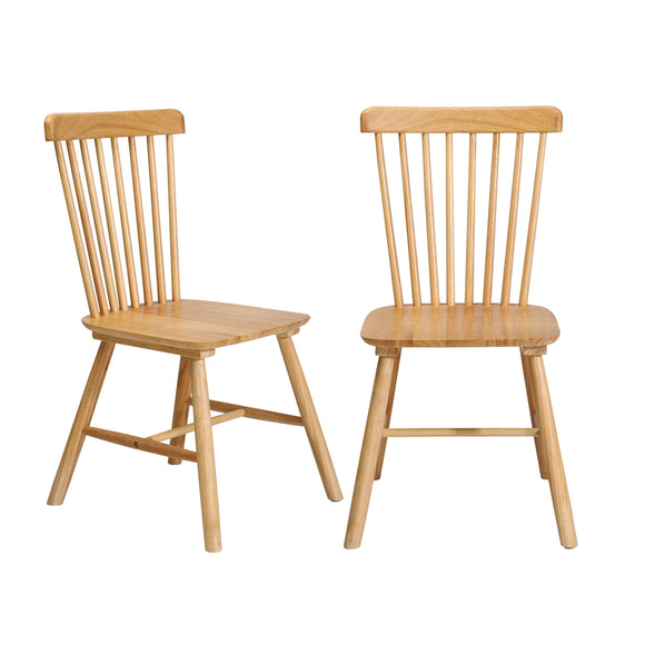 NNEED 2x Dining Chairs Minimalist Vertical Back Wooden
