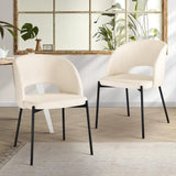 NNEED Dining Chair Set of 2 Sherpa White and Black