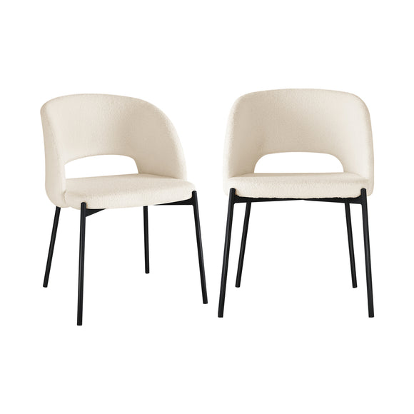 NNEED Dining Chair Set of 2 Sherpa White and Black