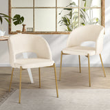 NNEED Dining Chair Set of 2 Sherpa White and Gold