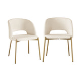 NNEED Dining Chair Set of 2 Sherpa White and Gold