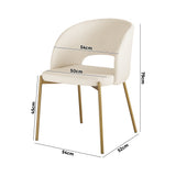 NNEED Dining Chair Set of 2 Sherpa White and Gold