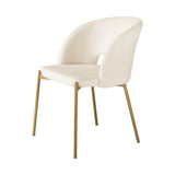 NNEED Dining Chair Set of 2 Sherpa White and Gold