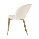 NNEED Dining Chair Set of 2 Sherpa White and Gold