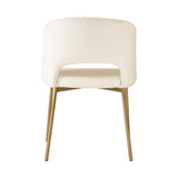 NNEED Dining Chair Set of 2 Sherpa White and Gold